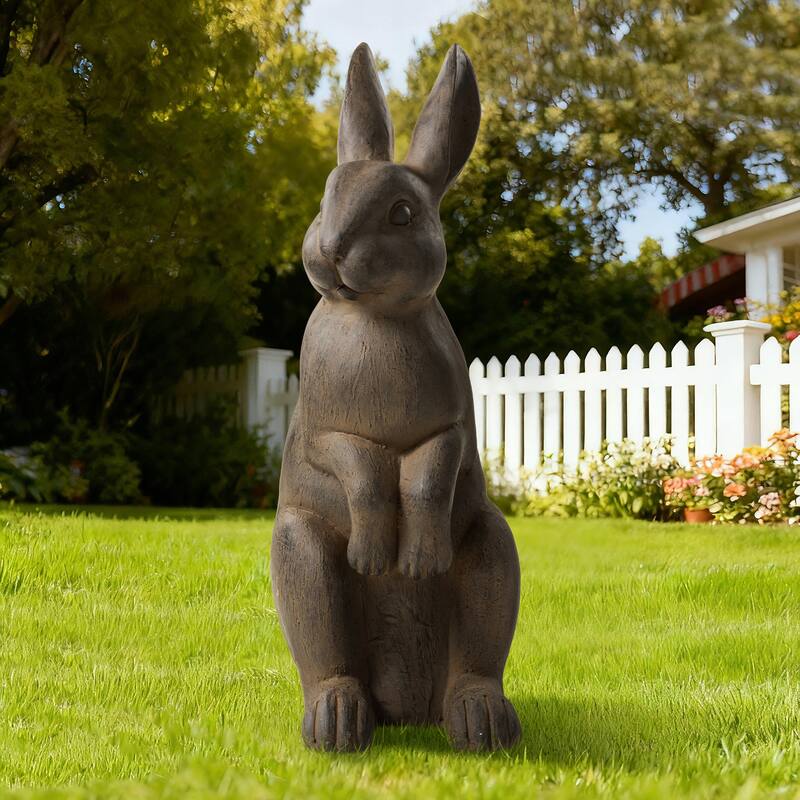 Glitzhome MgO Standing Rabbit Bunny Garden Yard Statue Indoor Figurines