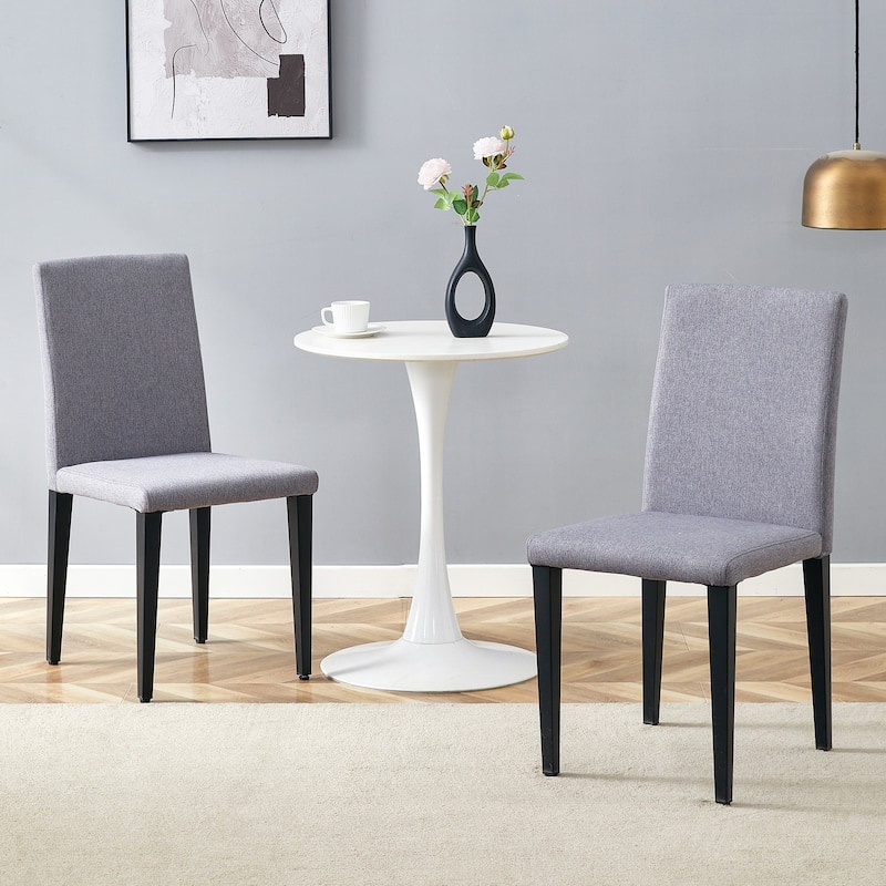 2-Piece Light Gray Linen-Cotton dining chairs, simple and versatile,comfortable and accompanied - Black,Light Gray