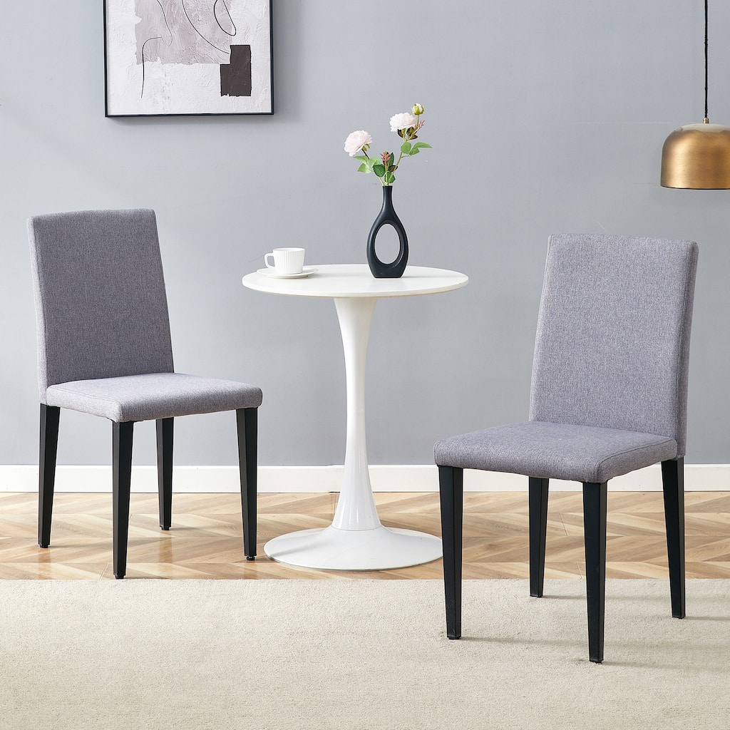 2-Piece Light Gray Linen-Cotton dining chairs, simple and versatile,comfortable and accompanied