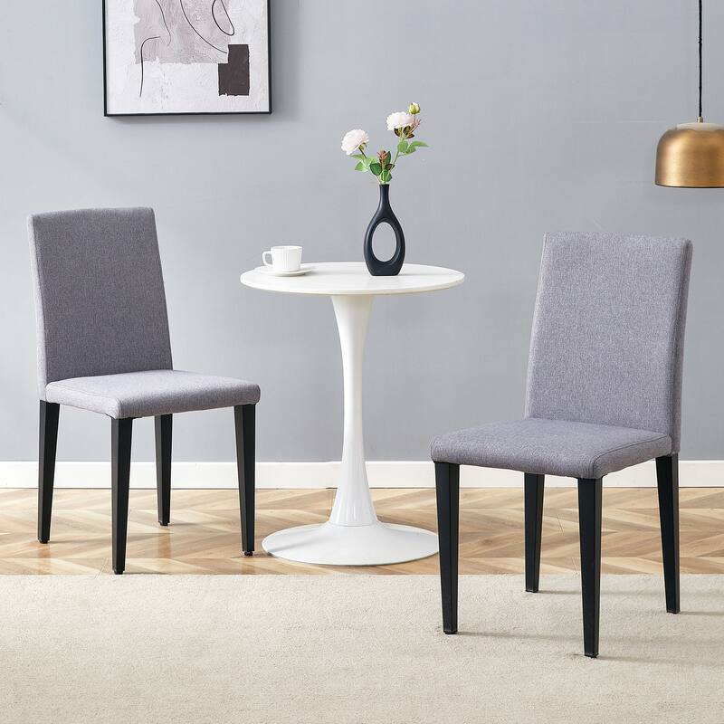 Simple 2 Piece PU Leather Dining Chair with Backrest, Metal Legs, Non Slip Feet for Restaurant Kitchen Bedroom Living Room