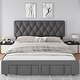 preview thumbnail 3 of 23, Velvet Platform Bed Frame with Storage Drawers Grey - Full