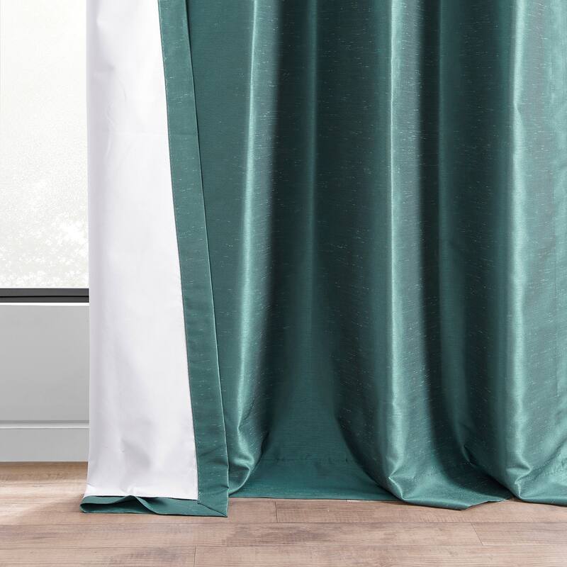 Exclusive Fabrics Textured Dupioni Faux Silk 108-inch Blackout Grommet Curtain (1 Panel) - 50 x 108