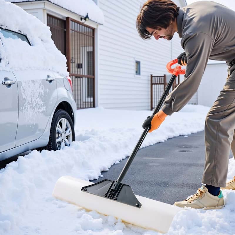 Plastic Snow Shovel with Widened Blade and Textured Anti-Slip Handle for Easy Snow Removal