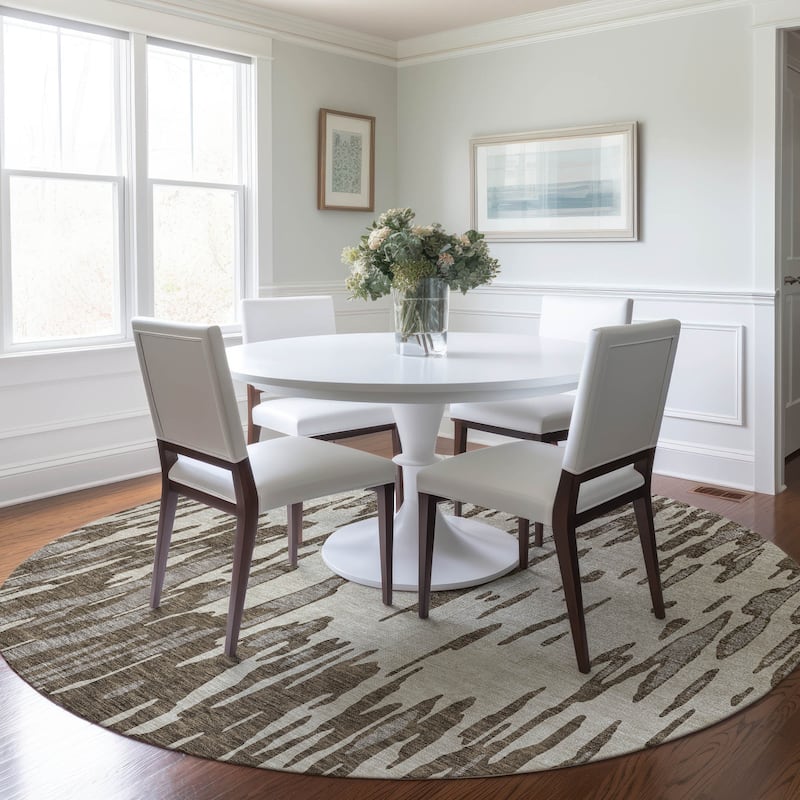 Machine Washable Indoor/ Outdoor Abstract Chantille Rug