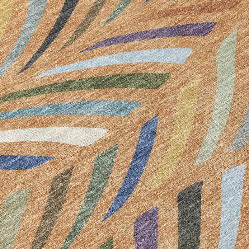 Machine Washable Indoor/ Outdoor Modern Feather Chantille Rug