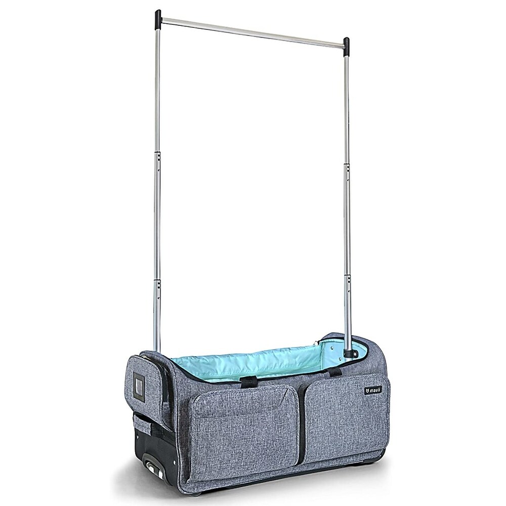 Rolling duffel bag with garment rack deals
