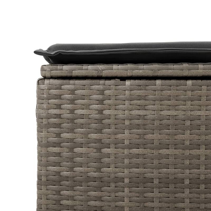 vidaXL Patio Stool with Cushion Ottoman Outdoor Seating Cube Seat Poly Rattan - 21.7 x 21.7 x 14.6