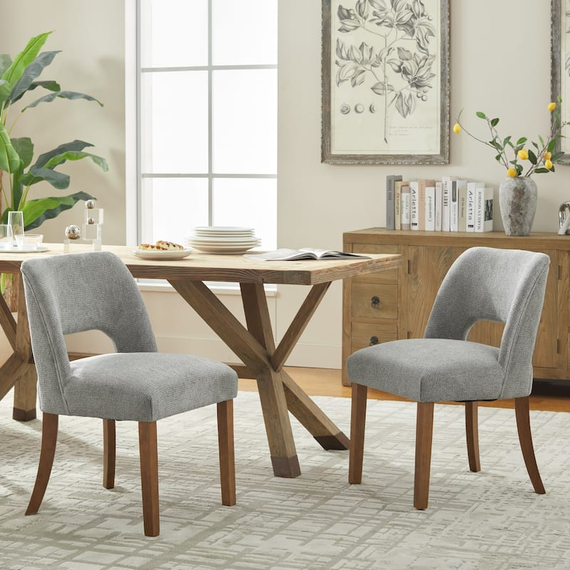 Wooden Dining Chairs Set of 2/4/6,Modern Fabric Upholstered Dining Room Chair Kitchen Chairs - Set of 2 - Grey