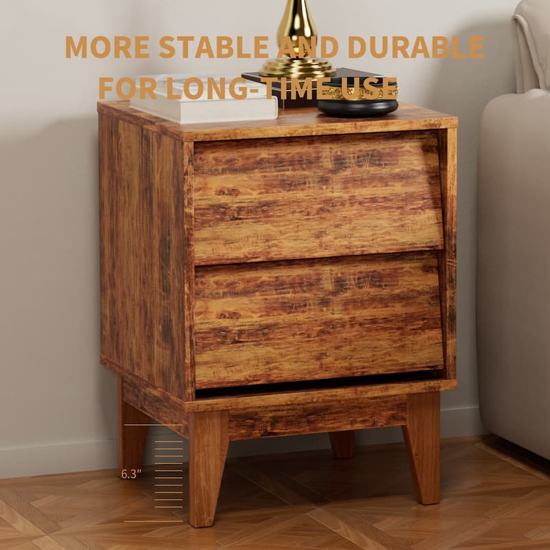 Anmytek 2 - Set Nightstands with Vintage - style & Bevel Design