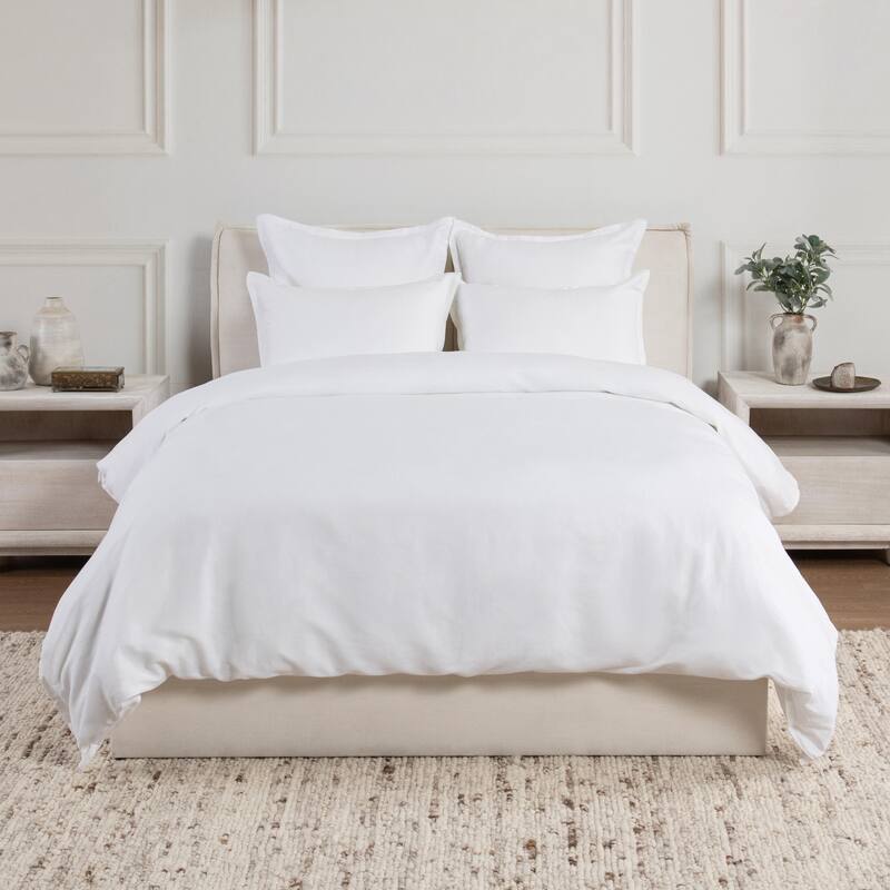 Villa by Classic Home Arcadia Linen White Duvet - Queen