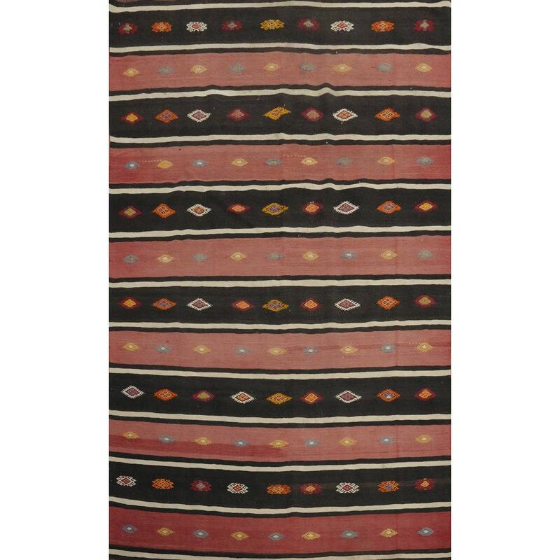 Hand Woven Oriental 100% Wool Carpet Southwestern Tribal Multi-Colored Kilim Area Rug - 7' 11'' X 5' 5''
