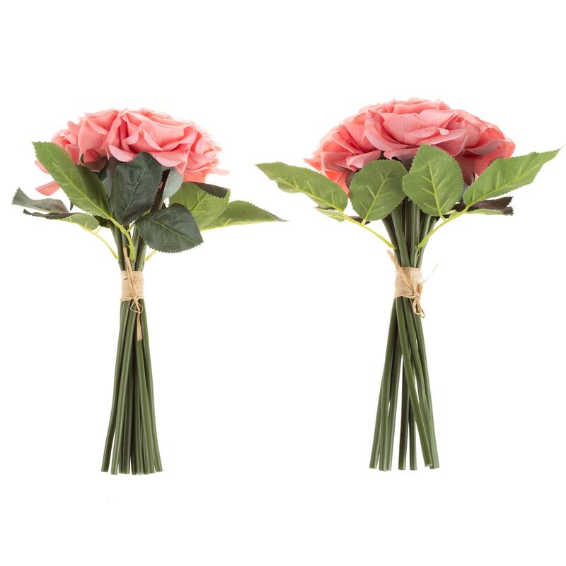 Pure Garden 18Pc Rose Artificial Flowers, Coral