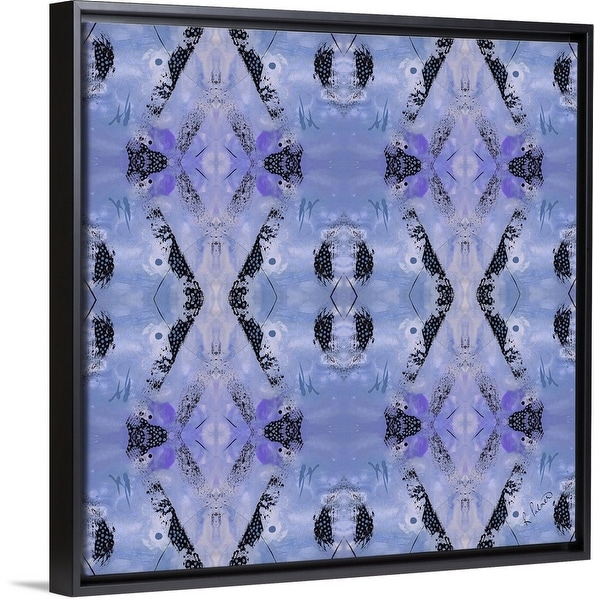 "Blue Diamonds I" Black Float Frame Canvas Art