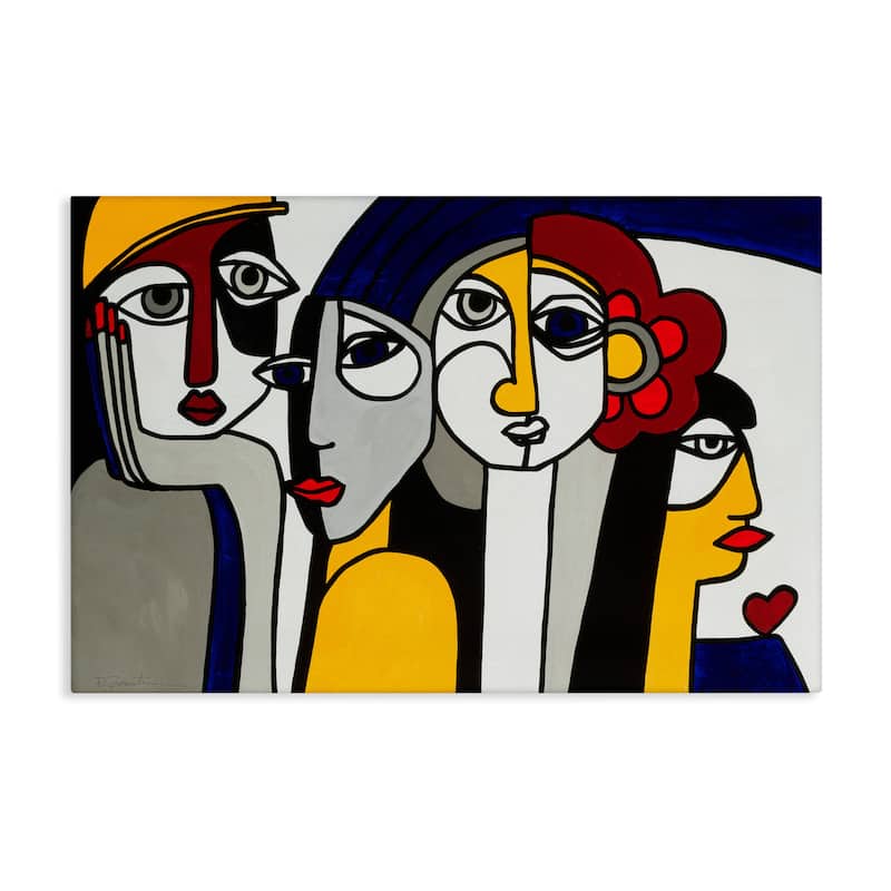 Stupell Primary Hues Faces Portrait Canvas Wall Art Design By Ruth Fromstein - 45 x 30