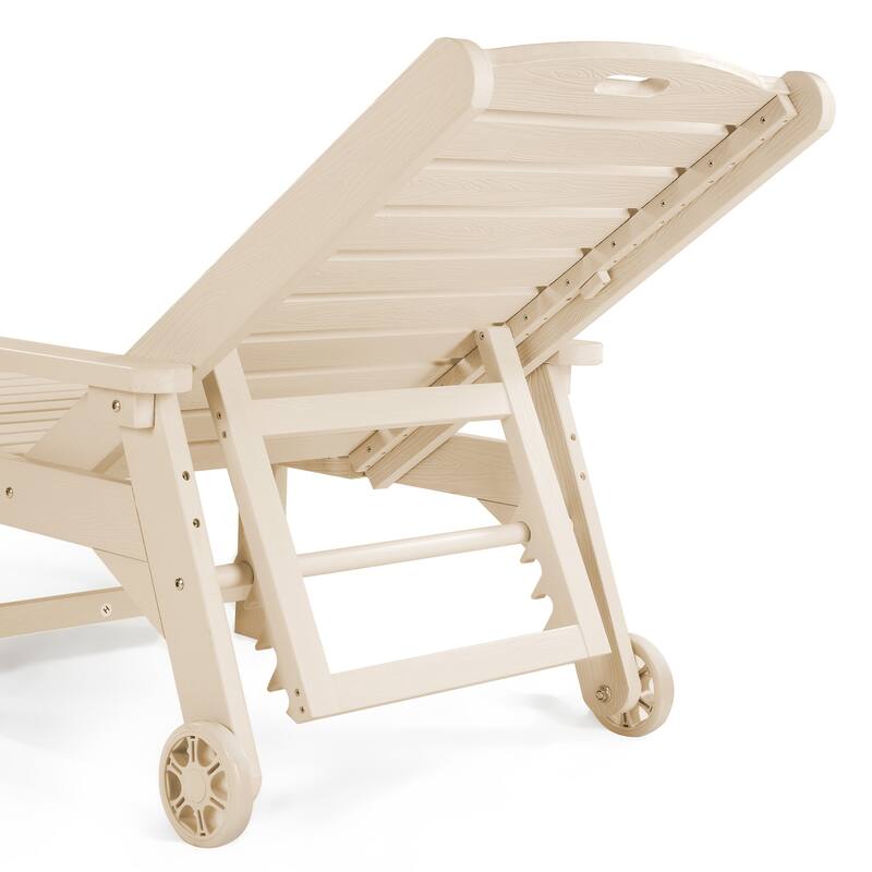 Outdoor Adjustable Wheeled Chaise Lounge Chairs with Arms for Patio, Deck, Backyard - 78.9"L x 24"W x 39.7"H