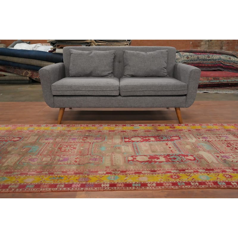 Hand Knotted Oriental 100% Wool Carpet Traditional Tribal Beige & Ivories Meshkin Runner Rug - 10' 4'' X 3' 9''