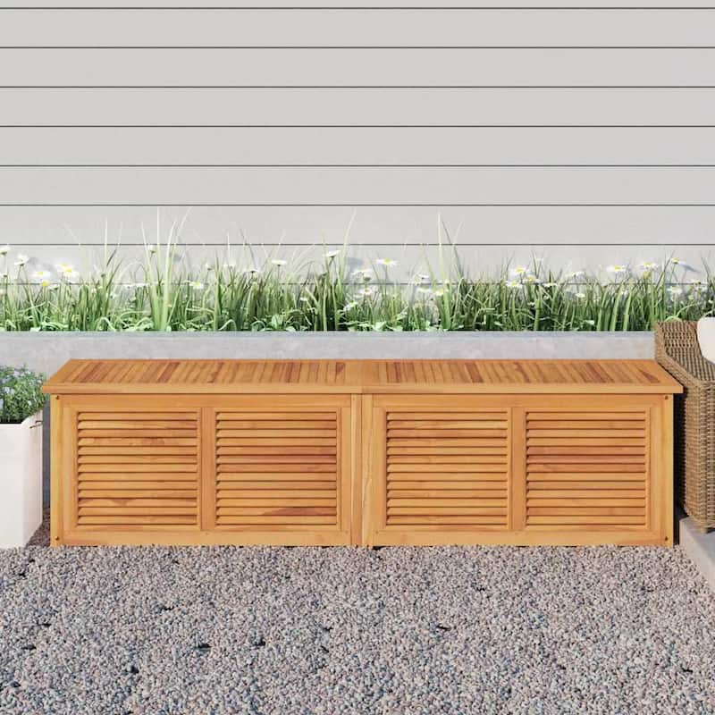 vidaXL Patio Storage Box Outdoor Cushion Storage with Bag Solid Wood Teak - 78.7" x 19.7" x 21.7"