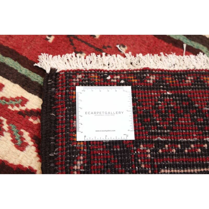 ECARPETGALLERY Hand-knotted Baluch Cream, Dark Red Wool Rug - 3'4 x 5'10