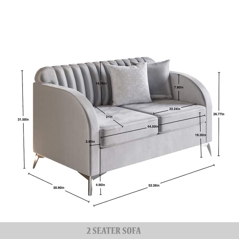 CraftPorch Vertical Channel Tufted Velvet Upholstered Loveseat