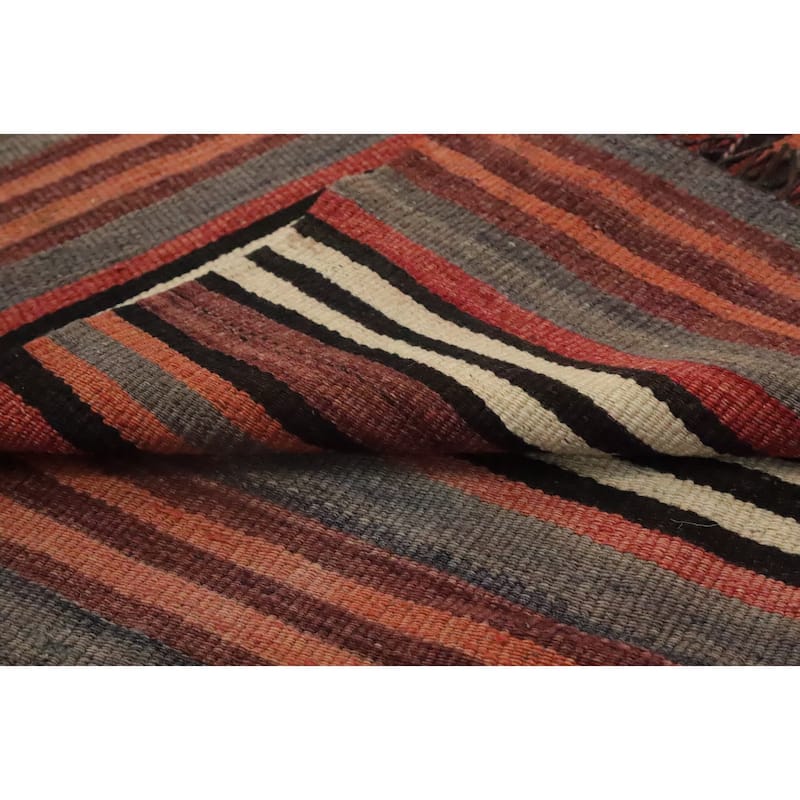 Hand Woven Oriental 100% Wool Carpet Southwestern Geometric Multi-Colored Kilim Area Rug - 8' 11'' X 4' 8''