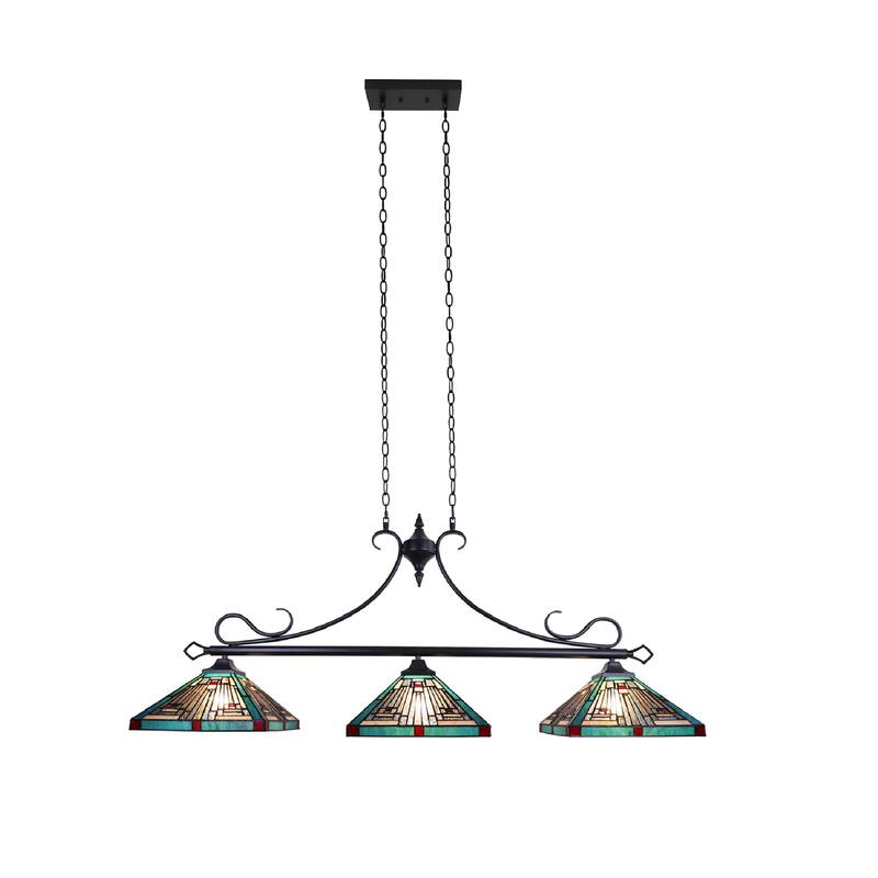 Tiffany Style Mission Design 3-light Linear Island Fixture