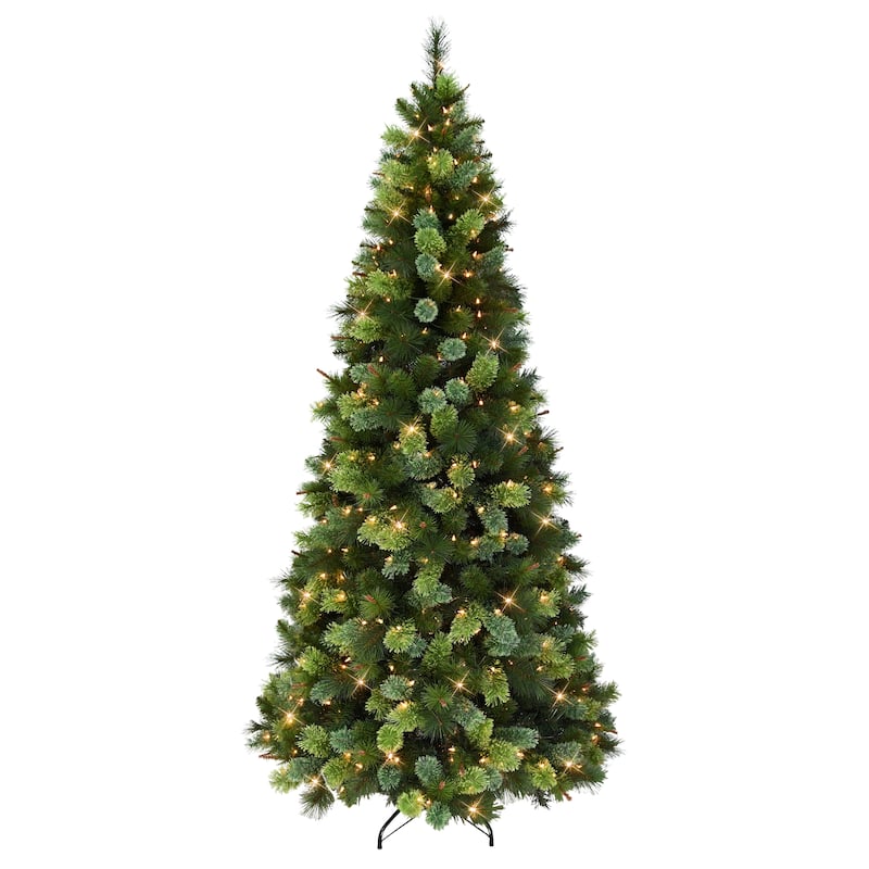 Puleo International 7.5' Pre-Lit Slim Portland Pine Christmas Tree - 7.5
