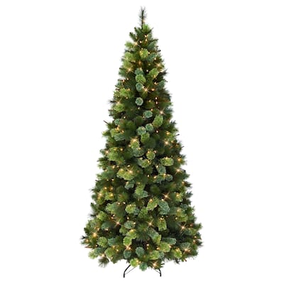 Puleo International 7.5' Pre-Lit Slim Portland Pine Christmas Tree - 7.5