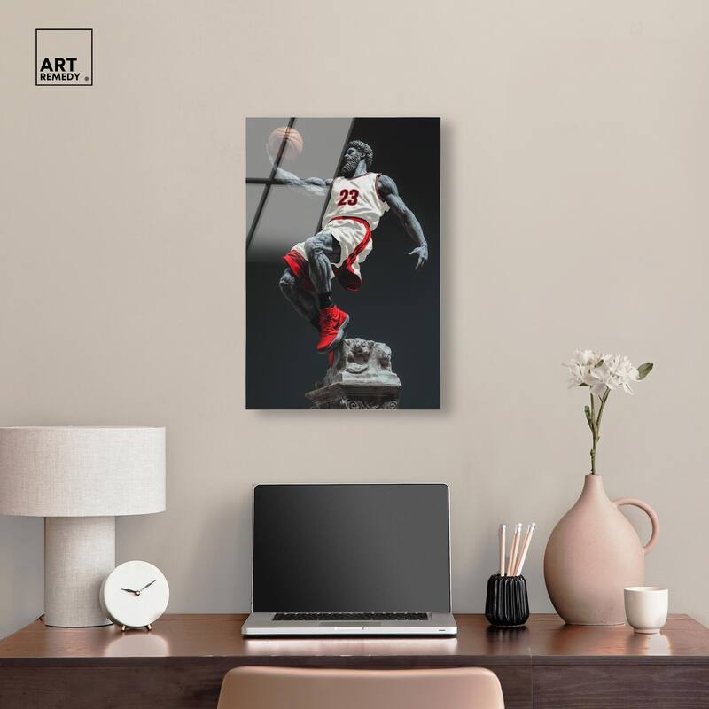 Basketball White Uniform Acrylic by Art Remedy, Ready to Hang