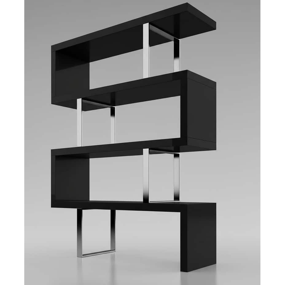 Cube Collection Oak Veneer Display Bookshelf with Metal Accents