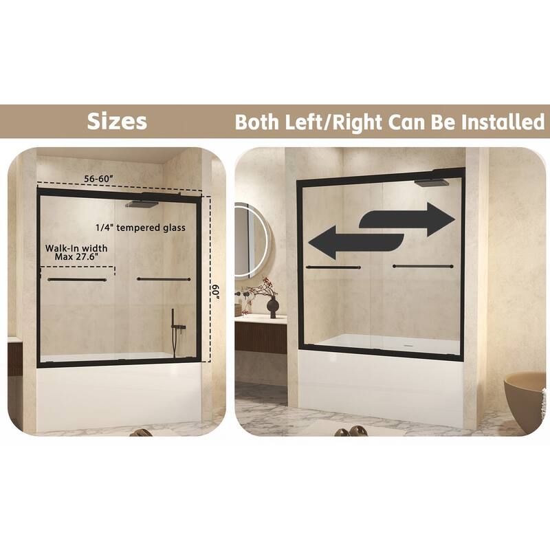 Premium Double Sliding Shower Door with Tempered Glass and Aluminum Frame for Stylish Bathrooms