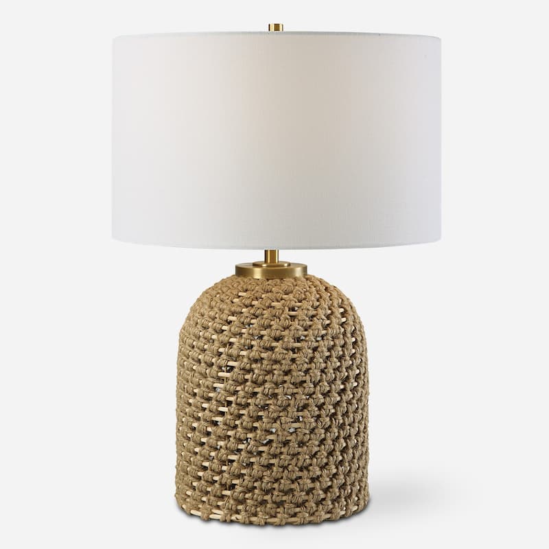 Knotted Rope Wrapped Table Lamp - 34" - Brown