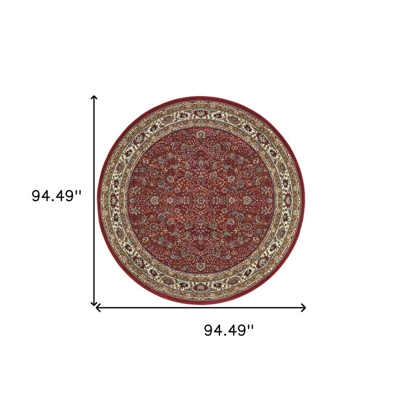 HomeRoots Oriental Traditional Round Area Rug - 94.49' X '94.49' X '0.43