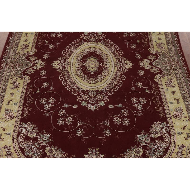 Burgundy Red Kashan Turkish Area Rug Machine Made Carpet - 6'6" x 9'10"