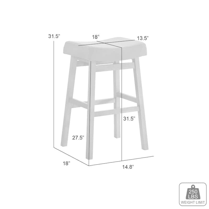 Lenon Modern Farmhouse Backless Bar Stool, Saddle Counter Stool with Upholstered Seat