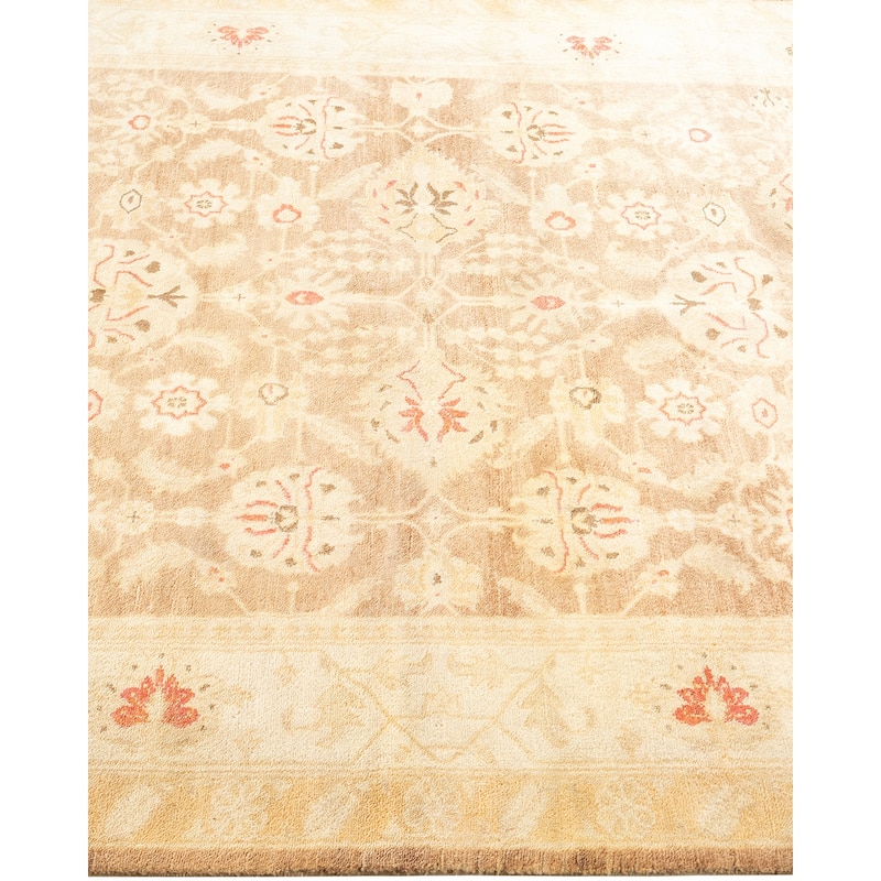 Overton Hand Knotted Wool Traditional Oriental Brown Area Rug - 5' x 8'