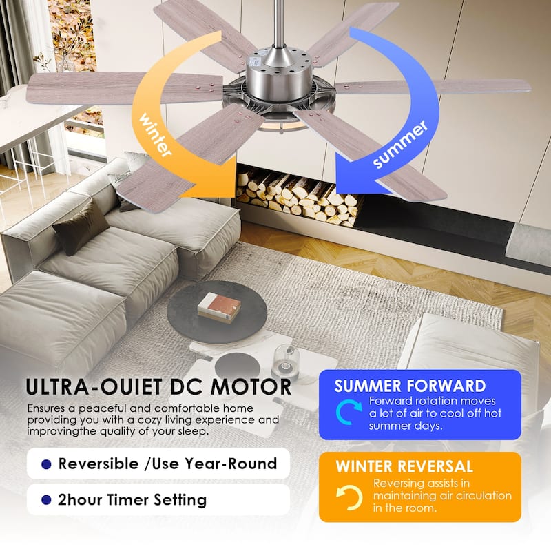 46" and 52" Indoor Ceiling Fan with Light Quiet Modern Ceiling Fan Remote and APP Conrol