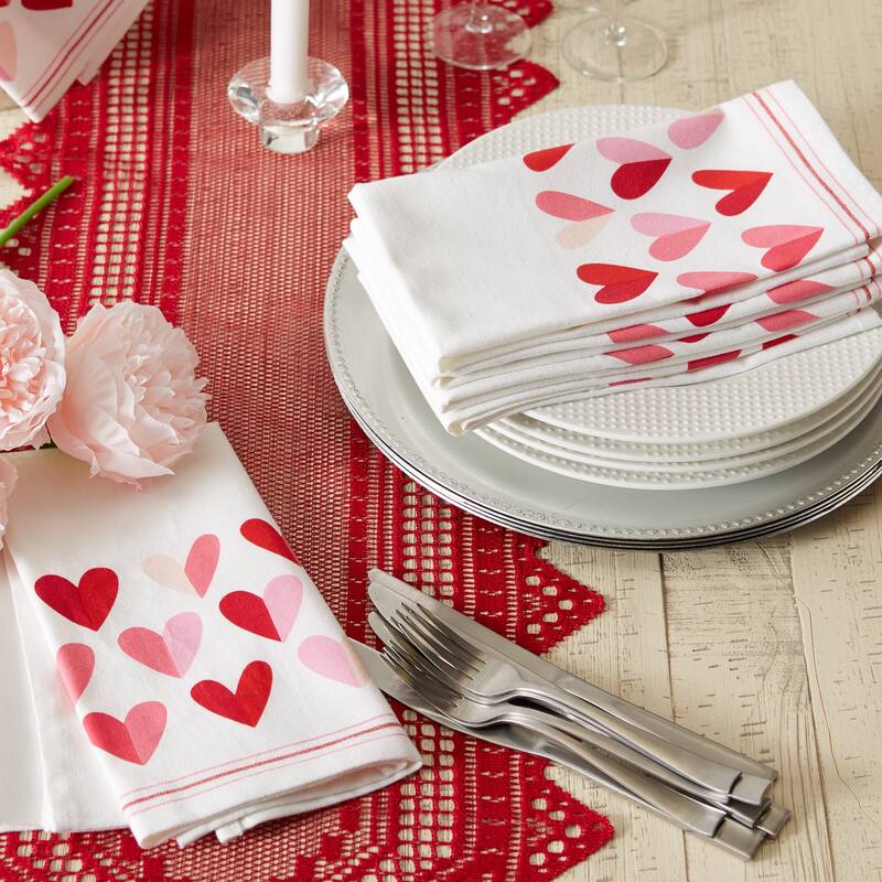 DII Two Hearts Print Napkin (Set of 6) - Napkin Set