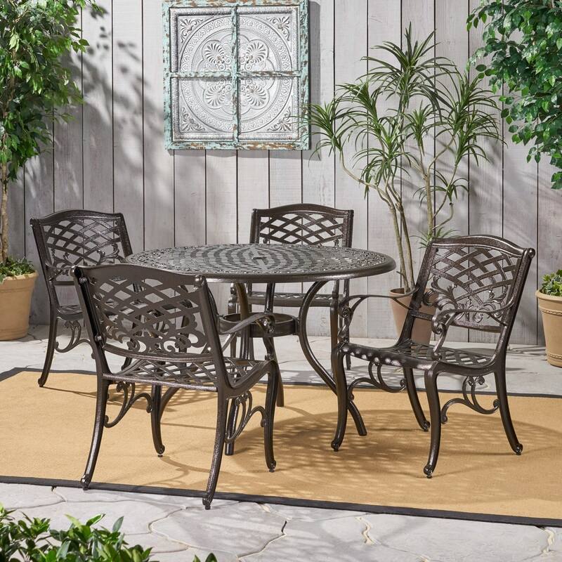 5-Piece Bronze Cast Aluminum Outdoor Dining Set