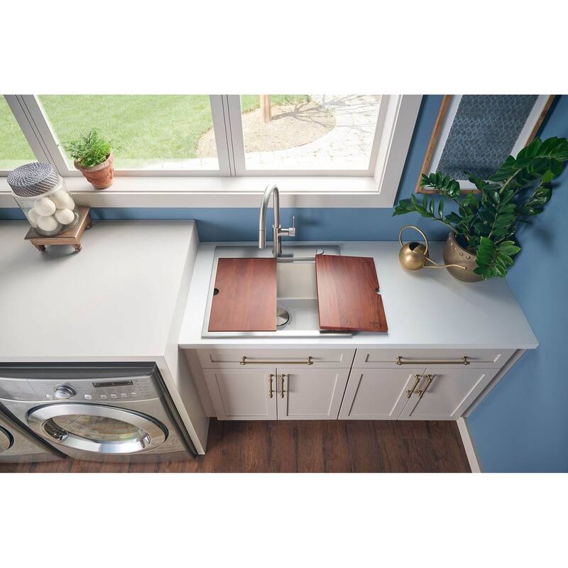 Ruvati 25 x 22 x 12 inch Drop-in Topmount Laundry Utility Workstation Sink 16 Gauge Stainless Steel - 25 x 22 - 25 x 22