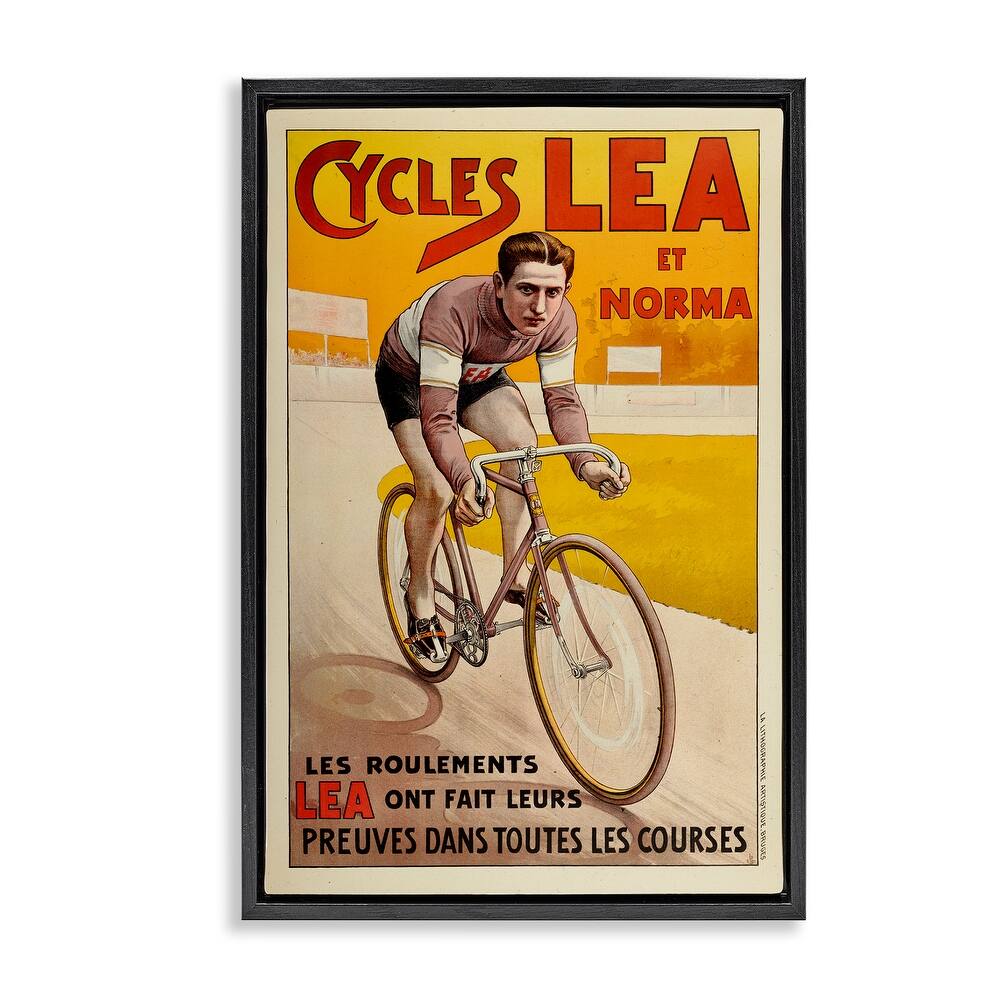 Stupell Yellow Antique Cycling Poster Framed Floater Canvas Wall Art Design By Marcus Jules
