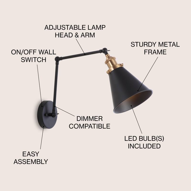 Rover 7" Adjustable Arm Metal LED Wall Sconce by JONATHAN Y