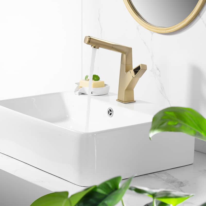 Pull Out Swivel Single Hole Bathroom Faucet