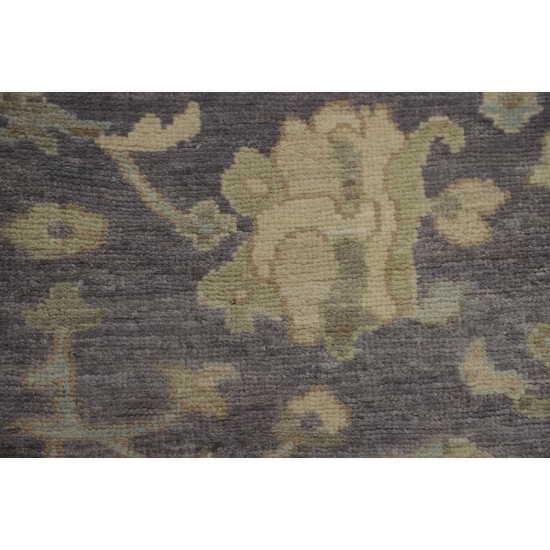 Vegetable Dye Wool Oushak Turkish Area Rug, Floral Geometric Carpet - 11' 9'' X 9' 3''