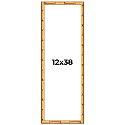 12x38 Frame Gold Bamboo Solid Wood Picture Frame | 1 Inch Moulding