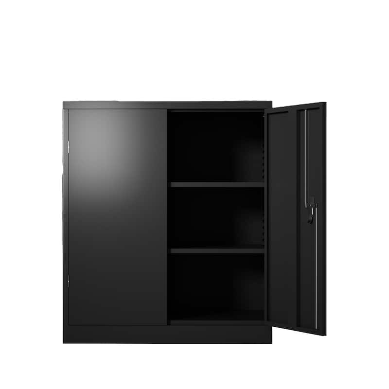 Metal Storage Cabinet with 2 Doors and 2 Shelves, Lockable Design ...