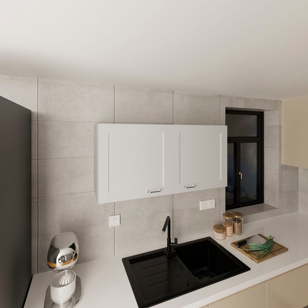 Modern Style Wall Cabinet, 2 Doors with durable materials, White,Easy Assembly