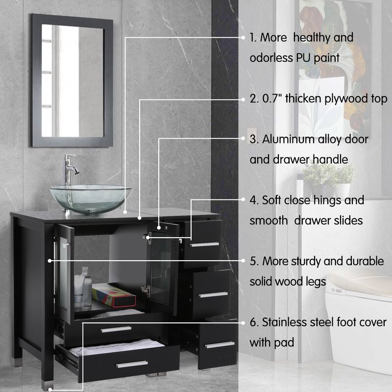 48" Bathroom Vanity with Sink Set Side Cabinet Combo