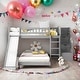 preview thumbnail 2 of 18, Stairway Twin over Twin Bunk Bed with Two Drawers and Slide, Gray