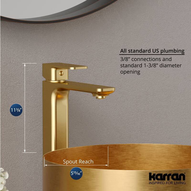 Karran Venda KBF512 Single-Handle Single Hole Vessel Bathroom Faucet with Matching Pop-up Drain