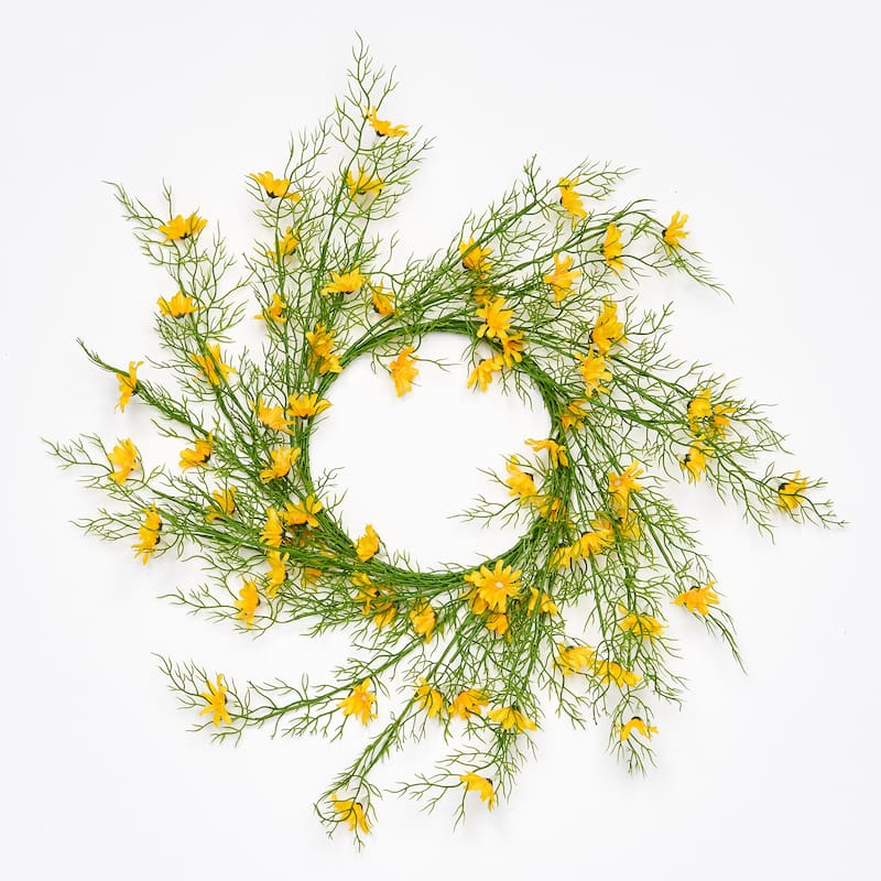 15" Spring Yellow Flower Candle Ring - 15
